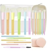 Vivid Beauty 18pcs Colorful Makeup Brush Kit with White Sponges - Professional Makeup Brushes Set...