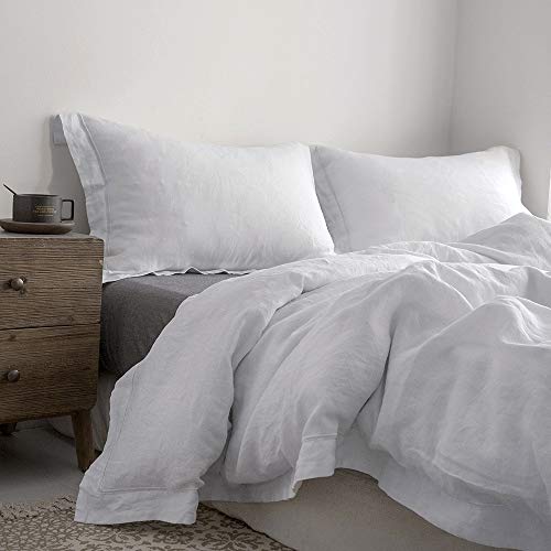 image for Simple&Opulence 100% Pure Linen Duvet Cover with Embroidered,Full Size
