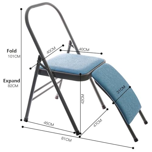 Silla de yoga con soporte lumbar, taburete de metal plegable para ejercicios de estiramiento y rotación, silla plegable resistente para uso doméstico, asiento auxiliar multifuncional
