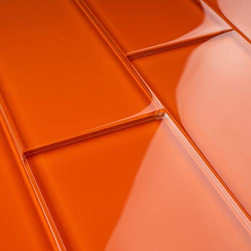 3X6 Glass Subway Tile - Bathroom Tile & Kitchen Backsplash Tile (5 Sq Ft (Box Of 40 Pieces), Orange) #TOP1