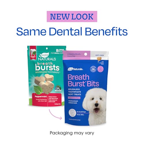 Image of ARK NATURALS Breath Bursts Peppermint Dog Dental Bits - Small Breeds (4 oz) | Vet Formulated Brushless Toothpaste Treats - Unique Texture Helps Clean Teeth & Freshen Breath