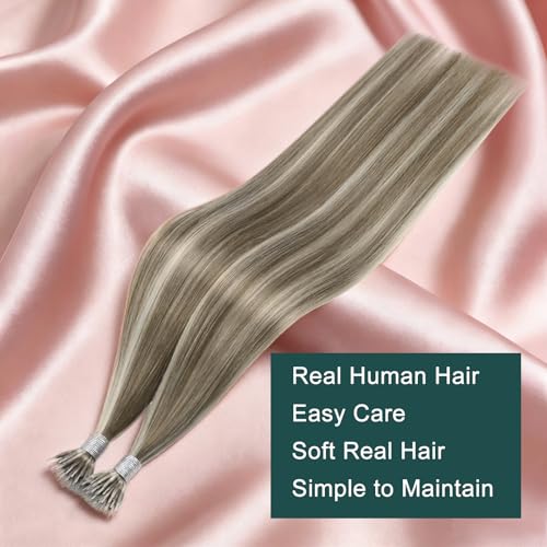 Image of Easyouth 18 Inch Nano Bead Hair Extension Human Hair Highlight, for Wedding