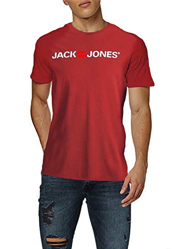 Jack & Jones Packung mit 2 T-Shirts in Übergröße, Rundhalsausschnitt, Druck, Design Logo Oversize, 2er Pack (1 x Rio Red / 1 x Schwarz)… – Ansicht 2