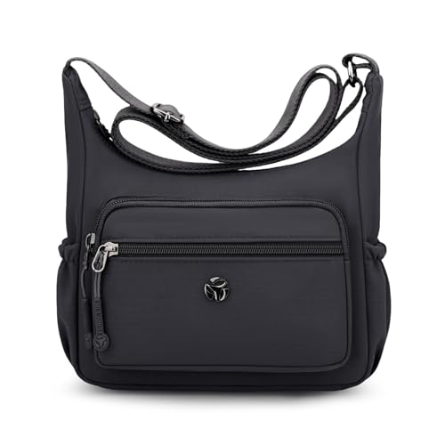 Nylon Crossbody Bag for Women Multi-Pocket Shoulder Handbag Travel Satchel Purse with Adjustable Strap