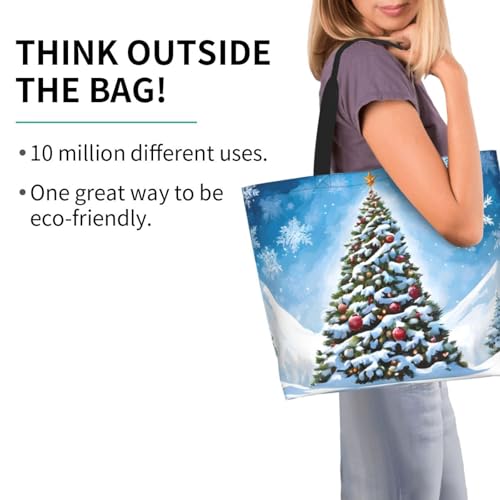 Women'S Large Capacity Christmas Trees Shoulder Shopping Bag,Tote Storage Bag,Simple And Fashionable Shoulder Bag For Travelling,Beach,Gym,Working.3