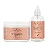 SheaMoisture Bundle Styling Cream Curly, Frizzy Hair Coconut & Hibiscus Curling Cream for Natural Hair 12oz, 8oz, Transparent