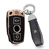 Funda protectora ideal para llave de coche: el exterior de la carcasa de la llave del coche está diseñado con estilo y único, lleno de modernidad y muestra un ambiente elegante. El color brillante se combina con el borde dorado, apariencia hermosa sin comprometer la protección, hace que los ojos de las personas sean brillantes. Está diseñado para el uso diario y es el mejor accesorio para personalizar tu llave vieja o sucia.