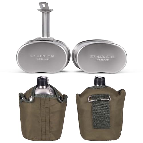image for Goetland Stainless Steel WWII US Army Canteen Water Bottle Military Ca