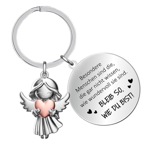 Cadimus Schutzengel Schl&uuml;sselanh&auml;nger,Sei du selbst,Edelstahl Metall Schl&uuml;ssel rund,Liebesgeschenke F&uuml;r Partner Papa Mama Beste Freundin,Geschenke f&uuml;r Geburtstag Weihnachten