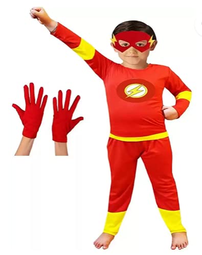 Fancy Dress For Boys Girls Kids Costume with Gloves | Superhero Costumes Photo Shoot School Function Party Halloween| Activity Role Play | Birthday Gift for Kids (8-10 Years, Red Flash Boy) (B09HVD2BNQ) Amazon Price History, Amazon Price Tracker