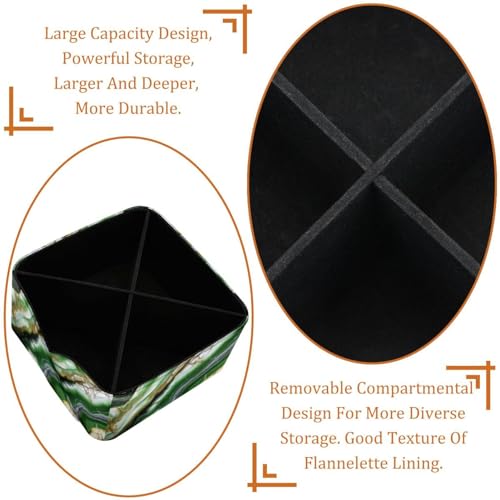 Porte-stylos rectangulaire effet marbre vert avec double compartiment de rangement - 5