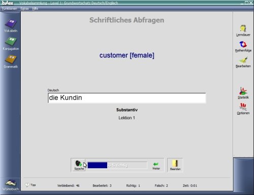 tulox Sprachtrainer Englisch - Vokabeltrainer, Konjugations- und Grammatiktrainer mit großem vertontem E-Großwörterbuch