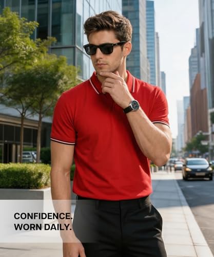 Image of AWG ALL WEATHER GEAR Cotton Polo T-Shirt | Half Sleeve Plain-Regular Fit | Soft Breathable Solid Tee | Collar Tshirts | Casual & Office Wear | Comfortable Everyday Cotton Polo | Mens Tshirts