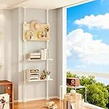Industrial Tall Narrow Book Shelf, Tension Mount Skinny Book, Teles Clothes Rack with Pegboard, Adjustable Open Display Organizer for Bedroom Living Room Entrance