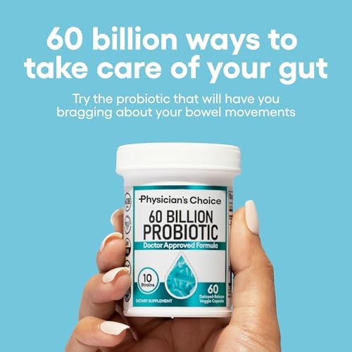 Physician's CHOICE Probiotics 60 Billion CFU - 10 Strains + Organic Prebiotics - Immune, Digestive & Gut Health - Supports Occasional Constipation, Diarrhea, Gas & Bloating - for Women & Men - 60ct - 1