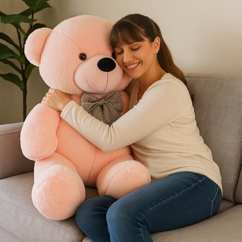 Image of Giant Teddy Bear 3 Feet - Soft Plush Stuffed Toy for Kids & Girlfriend, Soft Toy for Kids - Birthday Gift for Girls, Plush Toy Big Cuddly Hugging Bear, Gifts for Valentine's Day (Pink)