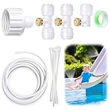 Gulfmew Pool Slide Water Tubing Kit, 32.8FT Water Lines for Above Ground Pool Slide, Pool Water Slide Tube with 3 Brass Mist Nozzles, Fan Misting Kit for a Cool Patio