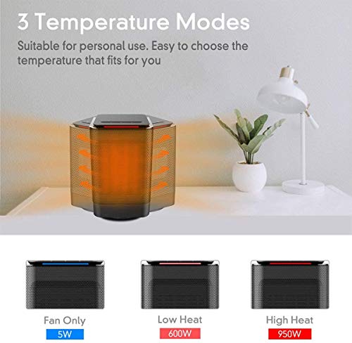 Oscillating Space Heater, Indoor Personal Heater, Electric Ceramic Heater with Over Heat Protection, Tip Over Protection, 3 Heat Settings, Quick Heat up for Home Office