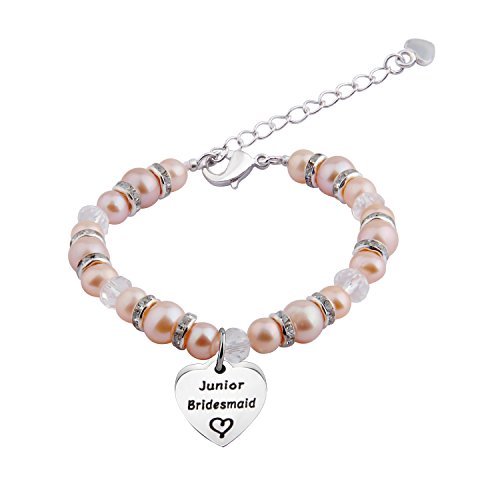 Zuo Bao Bridesmaid Jewelry Gift Nature Pearl Bracelet Maid Of Honor Proposal Gift For Junior Bridesmaid (Pink Pearl Bracelet) #TOP30
