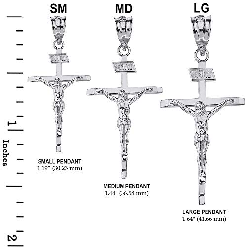 Solid 10k White Gold Catholic Jesus Christ on INRI Crucifix Cross Pendant Necklace (1.19")3