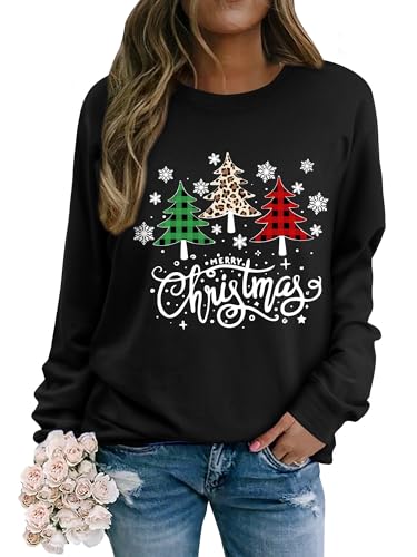 Yihelian Weihnachts Sweatshirt Damen Weihnachtspullover Merry...