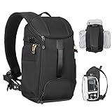 TARION Kameratasche Sling Kamera Schultertasche Fototasche DSLR Umhängtasche mit Regenschutzhülle für DSLR Spiegelreflex Kameras Objektive Stative und Zubehör(HX-S,Schwarz)