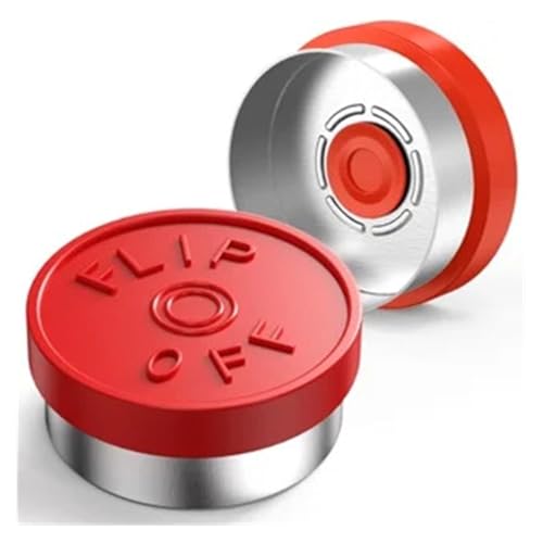 100pcs Filp Off Vial Cap Aluminum Cap Bottle Cap OD 20mm Diameter Full Aluminum Cap Glass Cap(Red)