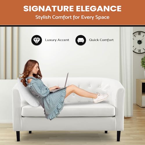 Naomi Home Emma 2 - Seater Loveseat White - Thumbnail 2