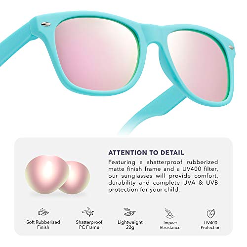Leico Fashion Kids Polarized Retro Sunglasses For Boys Girls Age 3-12 Shatterproof Rubberized Frame Uv Protection Toddler Children Sun Glasses #TOP2