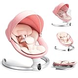 Ixdregan Hamacas Bebé Electrica - APP & Control Remoto Baby Bouncer, Hamaca Bebe Acolchado Suave con 3 Temporizadores, 5 Velocidades de Columpio, 10 Músicas, Mecedora Bebe Bluetooth (APP Rosa)