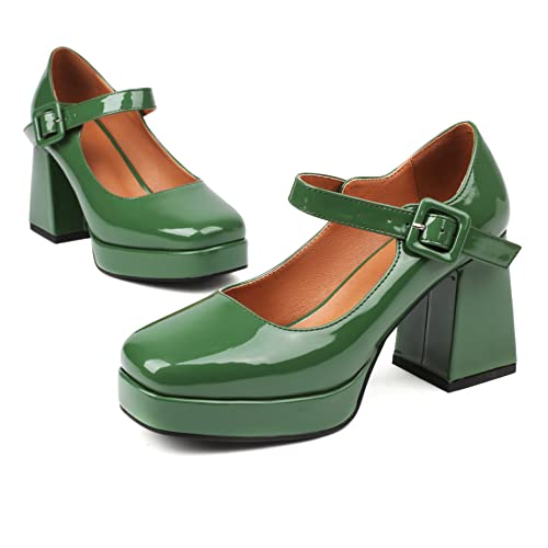 Image of Women's Mary Jane Platform Heels Chunky Block Heel Pumps