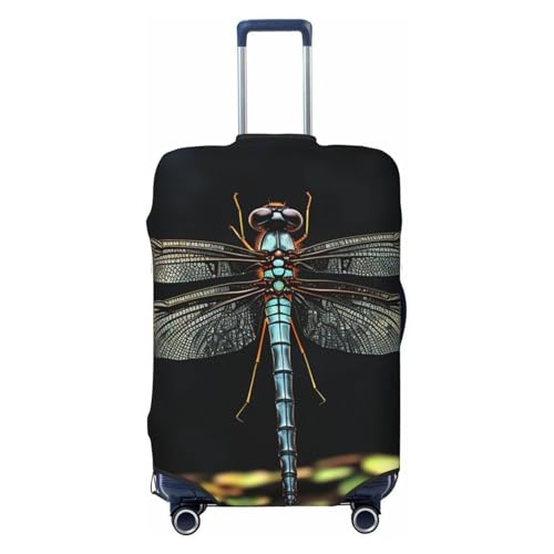Travel Luggage Cover Elastic Anti-Scratch Suitcase Protector Washable Travel Suitcase Cover Dragonfly Black Luggage Protector Fits 18-32 Inch Suitcase