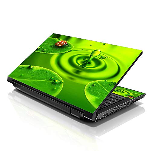 LSS 17 17.3 Inches Laptop Notebook Skin Sticker with 2 Wrist Pads - Reusable Cover Protector Vinyl Sticker Cover Decal Fits 17" - 19" HP Asus Acer Samsung - Lady Bug Pattern
