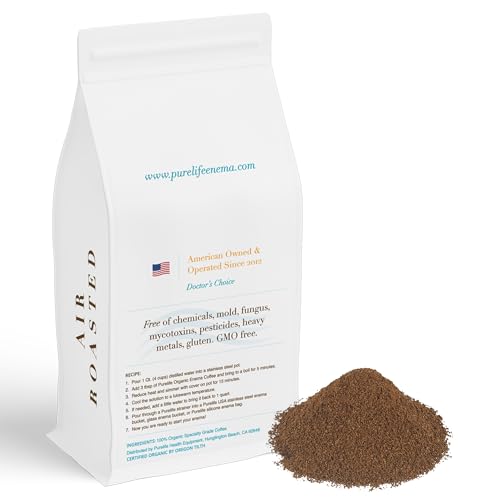 Purelife Enema Coffee- Certified Organic - Light "Air" Roast - Ground - Specialty Grade -Third Party Lab Tested - Mycotoxin Free - Accepted By Gerson Since 2012