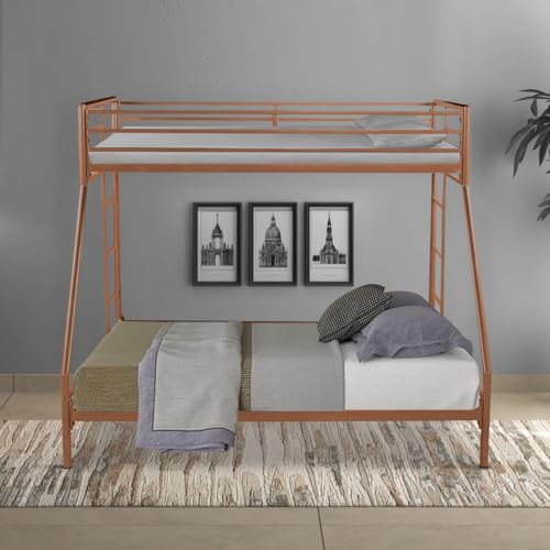 Image of Twin Over Twin Metal Bunk Bed | Bunk Bed Without Storage for Kids & Adult | Double Decker Cot for Kids Room | Space-Saving | Metal Bunker Cot (Mattress Included) (Ivory)