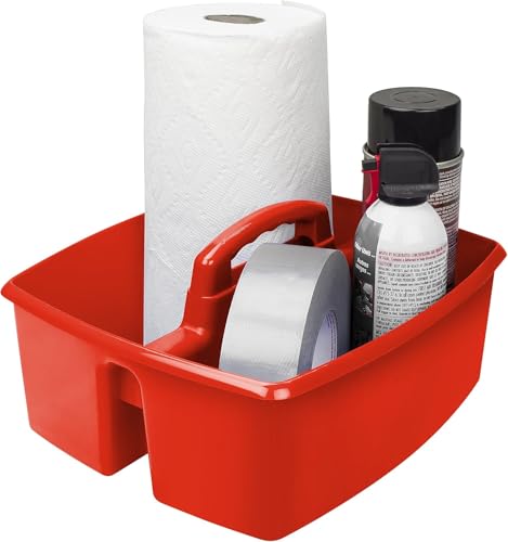 Image of Storex 2-Compartment Large Caddy - Multipurpose Classroom Organizer with Handle, Assorted Colors, 6-Pack (00948E06C)