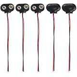 5 Pezzi Connettore a Scatto per Batterie 9v, Supporto Connettore Clip per Batteria 9V, Alloggiamenti in Plastica Rigida Nera, 15 cm Collegamento Cavi, Nero e Rosso