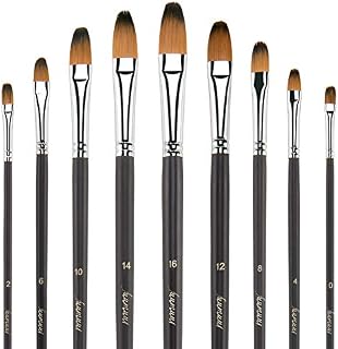 Fuumuui Filbert Paint Brushes -Artist Paint Brushes for Watercolor, Acrylics, Oil Paint, Gouache Suitable for Beginners, Artists and Students 9pcs Long Handle