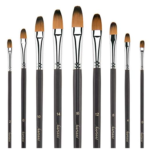 Pinceau d'artiste- 9 pièces, poignée longue, brosses parfaites pour l'aquarelle, les acryliques, la peinture à l'huile, la gouache