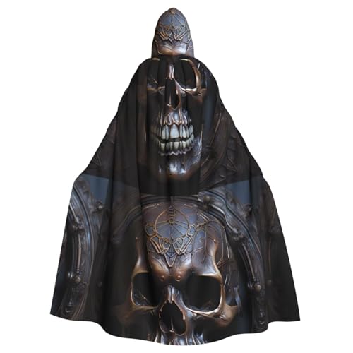 Manteau à capuche crâne cuivré cape de fête unisexe longue