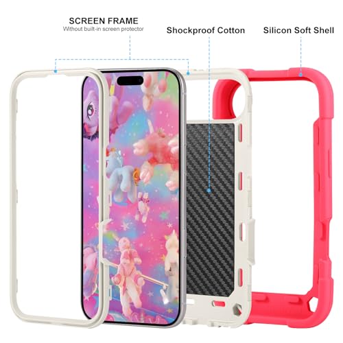 Image of MARKILL Compatible with iPhone with Built-in 360Rotating Ring Stand, Military Grade Drop Protection Full Body Rugged Heavy Duty Case Durable Cover (Hot Pink, iPhone Air)