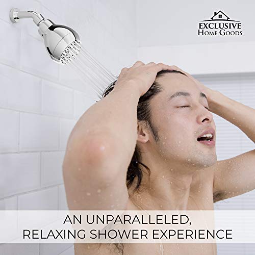 High Pressure Shower Head - Chrome - Powerful Deluxe Bathroom Showerhead With Strong Spray Stream And Small Silicone Nozzles - Universal Fit Works With High And Low Water Flow Showers-2.5 Gpm #TOP5