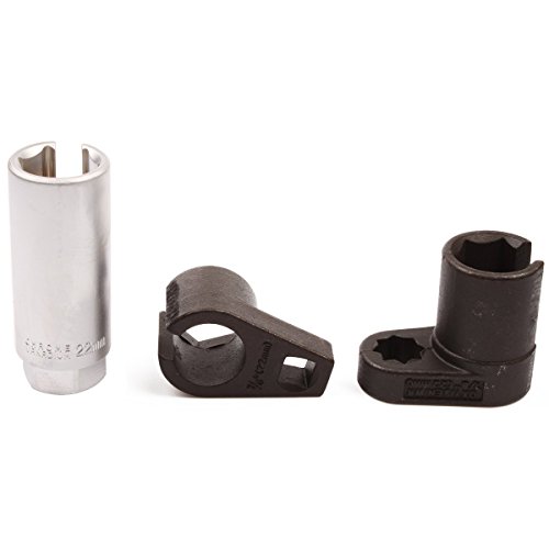 Ram-Pro 3 Piece 3/8 & 1/2” Drive O2 Oxygen Sensor Socket Tool Set – 1 Vacuum Switch Socket & 2 Puller Sockets Wrench Kit – Universal 7/8”/22Mm Professional Grade Removal Tool For Cars & Automotive #TOP1