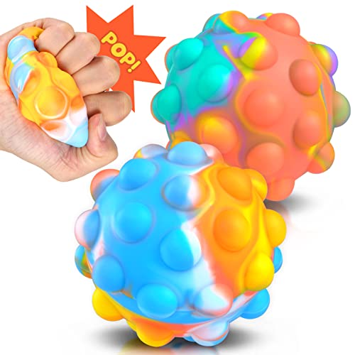 2 Stück Pop Fidget Ball Popper Its Spielzeug - 3D Squeeze Pop Ball Fidget Toy BPA Frei Silikon Sensorisches Spielzeug Massage Stressbälle Stocking Stuffer für Kinder Erwachsene Ältere Cover