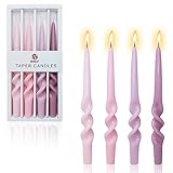 Spiral Taper Candle Pink Candlesticks - Set of 4 Gedengni Gradient Candle Stick Unscented Wax Candles Elegant Design for Home Décor Weddings Festive Seasons Holiday (3D4PC-PINKGRA)