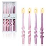 Spiral Taper Candle Long Candlesticks - Gedengni 9 INCH Colored Candle Stick Pink Twisted Candlesticks for Home Décor Weddings Festive Holiday (3D4PC-PINKGRA)