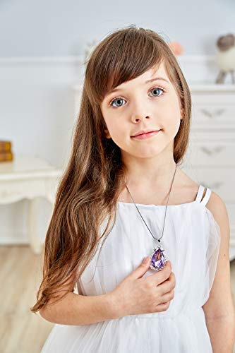 2 Pcs Sofia the First Amulet and Elena Princess Necklace Twin Sister Teardrop Necklace Magic Jewelry Gift for Girls4