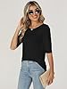Famrrifuu Women Half Sleeves Crew Neck Lightweight Basic T-Shirt, Black, XXL #5