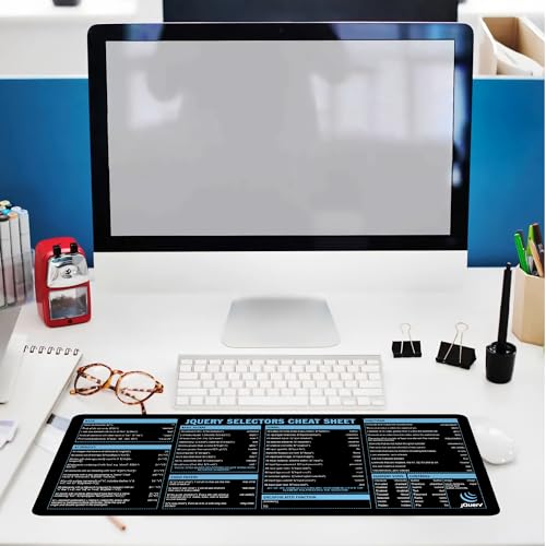 Image of jQuery Selectors Cheat Sheet Mouse Mat KMH Mouse Pad for Web Developers JavaScript Learners Coder Computer jQuery Large Desk Mat, Essential Computer Accessories for Study, Work, and Reference Purposes
