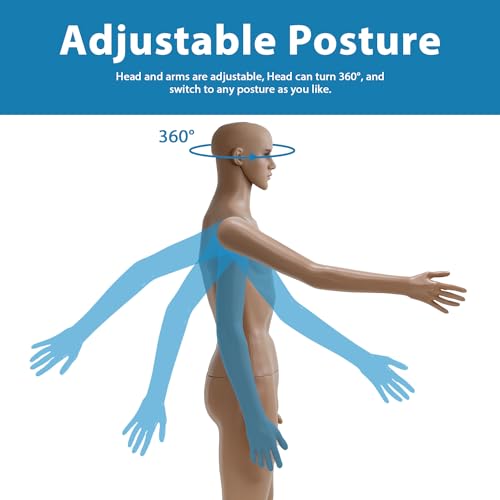 Mkdlufei MANNEQUIN Full Body, Full Body Mannequin With Metal Base, Male Mannequin Full Body With Adjustable Detachable Poseable thumb #4